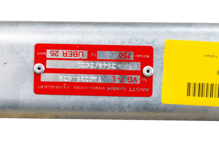 OUTLET KNOTT VG7-L ongeremde as voor UNITRAILER aanhanger 750kg 1260mm 1560mm 4x100