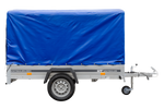 Autoaanhanger 230x125 UNITRAILER GARDEN 230 KIPP met H-1100 frame en blauwe hoes