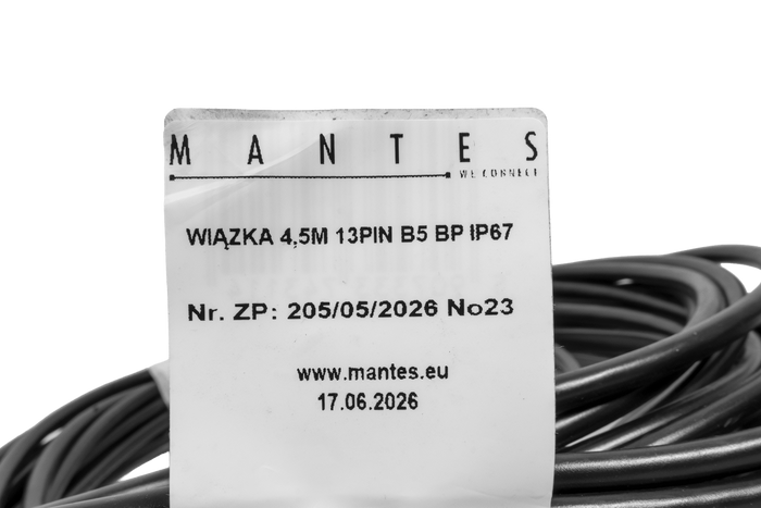 MANTES elektrische installatie, kabelboom voor boottrailer 4,4 m, 13-pins stekker, 2x5-pins bajonetaansluitingen