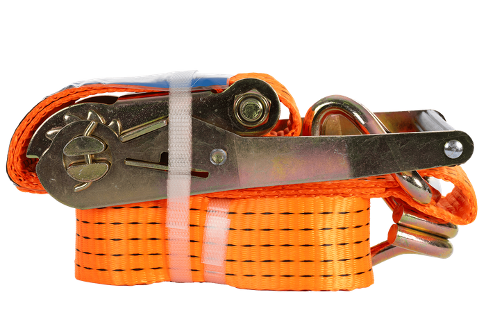 Set van vier UNITRAILER 3m/50mm/5t oranje transportbanden met spaninrichting