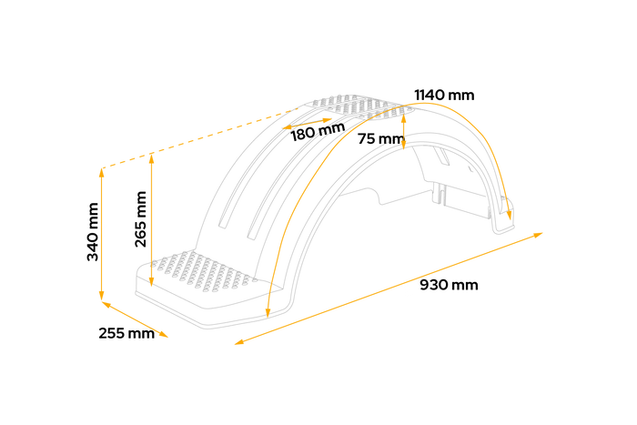 Spatbord voor boottrailer 14" DOMAR D20430D wielkast 930/255mm