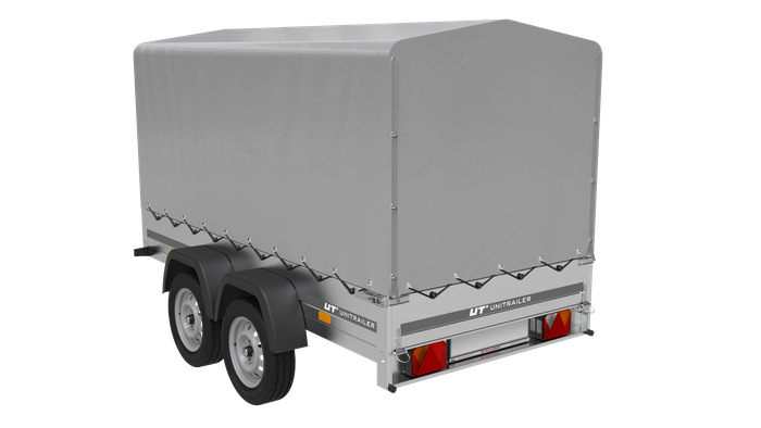 Tweeassige aanhanger 264x125 UNITRAILER GARDEN 264/2 KIPP met H-1100 frame en grijze huif