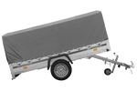 Enkelassige aanhanger met aluminium zijwanden 264x125 Unitrailer Garden 264 KIPP ALU met H-800 frame en grijze afdekking