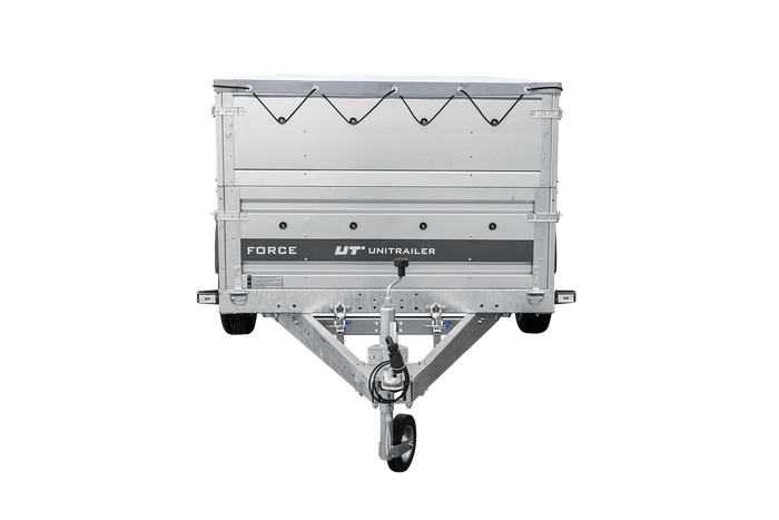 Enkelassige aanhanger op veren 264x125 UNITRAILER FORCE 264/R KIPP met BIS-zijwanden, H-0 frame en grijs dekzeil