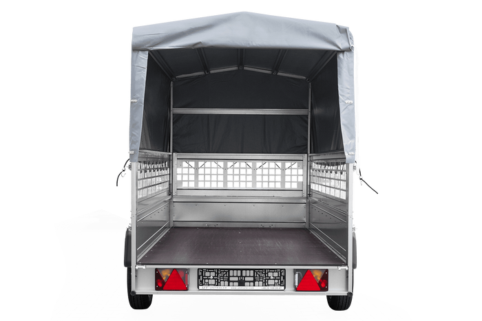 Autoaanhanger 264x125 UNITRAILER GARDEN 264 KIPP met gaaswanden, H-800 frame en grijze kap