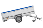 Enkelassige aanhanger met aluminium zijwanden 264x125 Unitrailer Garden 264 KIPP ALU met BIS-zijwanden, H-0 frame en blauwe afdekking