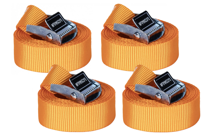 Set van vier KAMAR 3m/25mm/2,5t transportbanden met spanner, banden uit één stuk voor omsnoering.