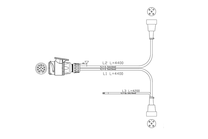 MANTES elektrische installatie, kabelboom voor boottrailer 4,4 m, 13-pins stekker, 2x5-pins bajonetaansluitingen
