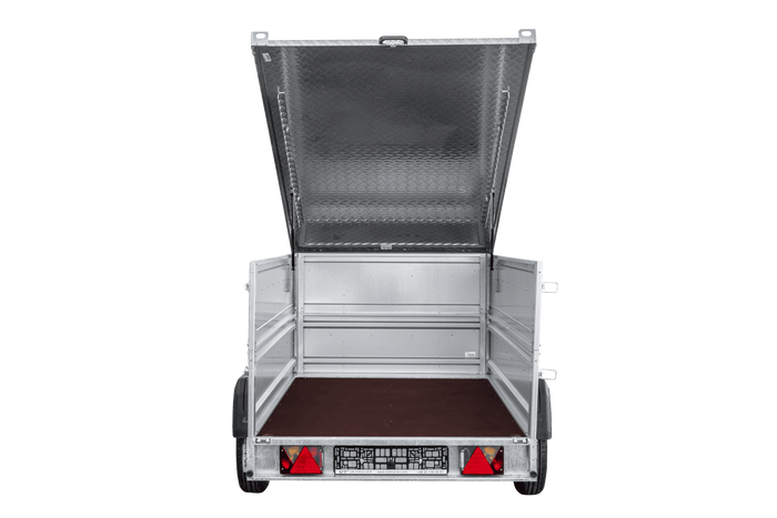 Enkelassige aanhanger op veren 230x125 UNITRAILER FORCE 230/R KIPP met BIS-zijwanden en aluminium afdekking