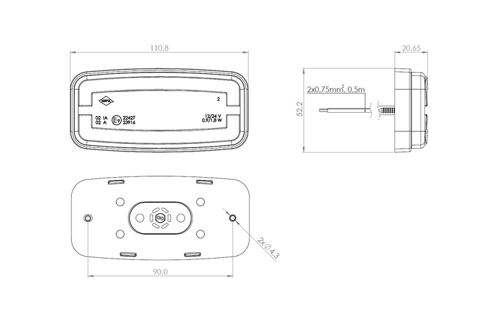 HORPOL LD 2761 LED-markeringslamp, universeel wit