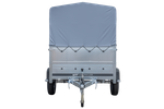 Opvouwbare aanhanger Garden Trailer 201 Unitrailer met opzetborden en huifzeil 200×125 MTM 750 kg