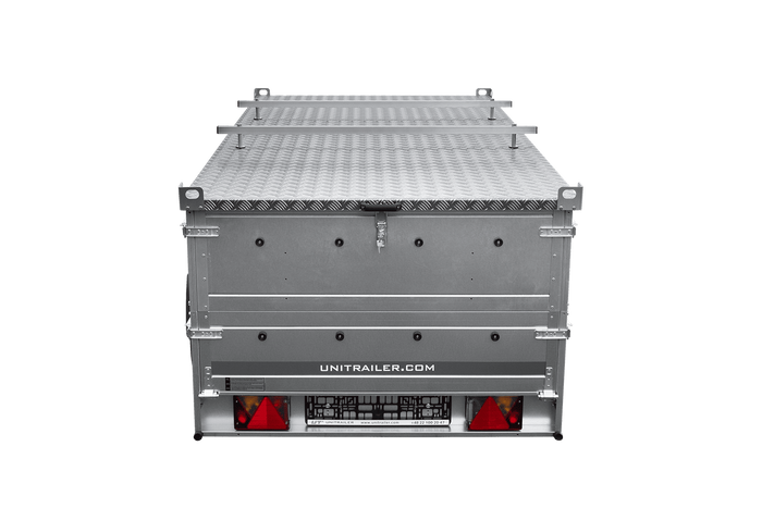 Enkelassige aanhangwagen op veren 264x125 UNITRAILER GARDEN 264/R KIPP met BIS zijwanden en aluminium afdekplaat