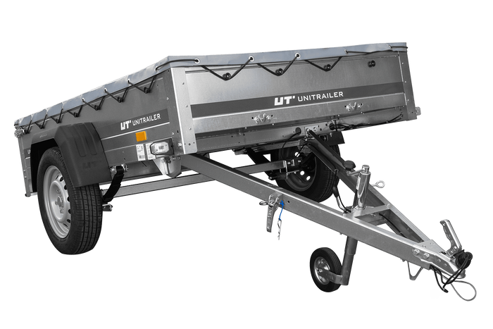 Autoaanhangwagen op veren 200x125 UNITRAILER GARDEN 201/R KIPP met H-0 frame en grijze kap