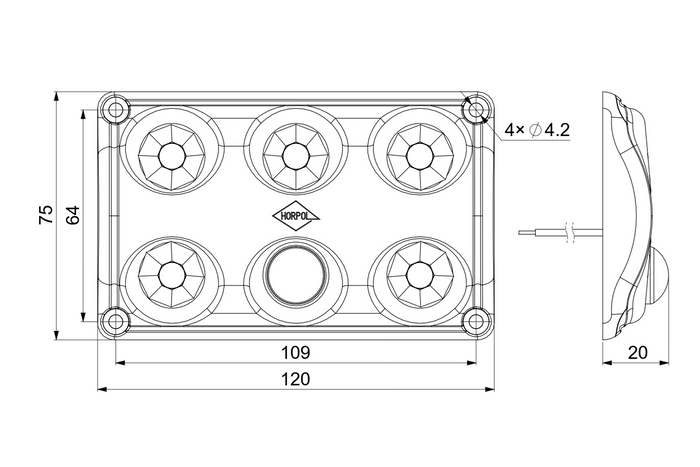 HORPOL LWD2156/CZ LED 900lm zwarte interieur autolamp met bewegingssensor