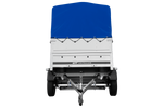 Lichte aanhangwagen op veren 200x125 UNITRAILER GARDEN 201/R KIPP met BIS zijwanden, H-800 frame en blauwe afdekking