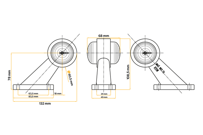 WAŚ 267/l universele markeringslamp op een rubberen arm