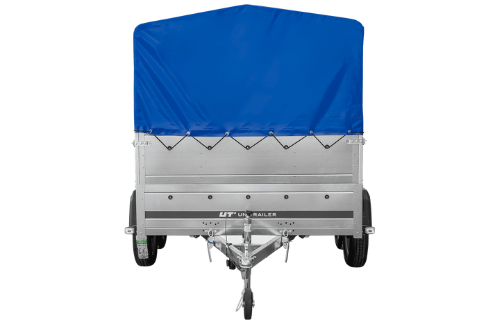 Lichte aanhanger 264x150 UNITRAILER GARDEN 265/2 KIPP met BIS-zijwanden, H-800 frame en blauwe afdekking
