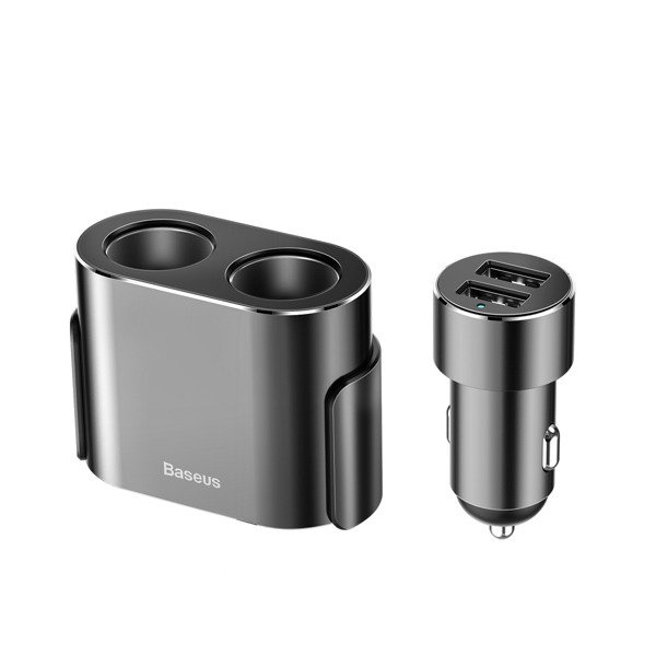 BASEUS Hoogrendement autolader 2x USB + 2x sigarettenaanstekeraansluiting 80W