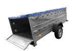 Enkelassige aanhangwagen op veren 264x125 UNITRAILER GARDEN 264/R KIPP met BIS zijwanden, H-0 frame en blauw dekzeil