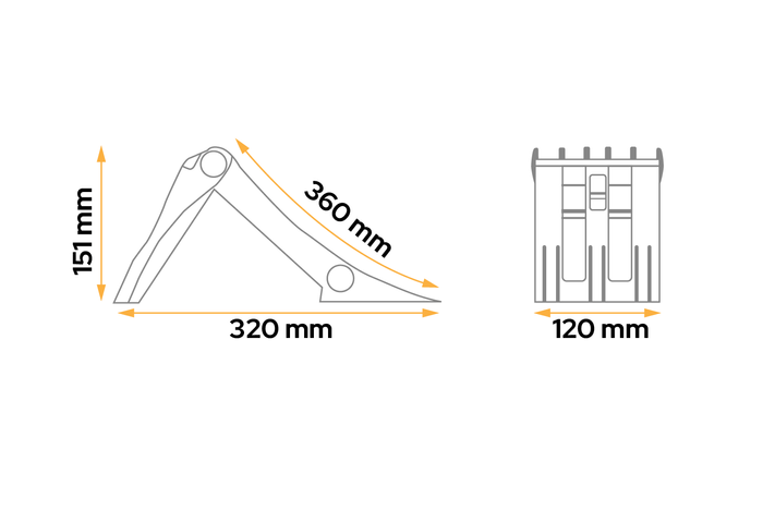 Set van twee inklapbare wielkeggen LOKHEN ORIGAMY 36 h:151 mm set met handgreep
