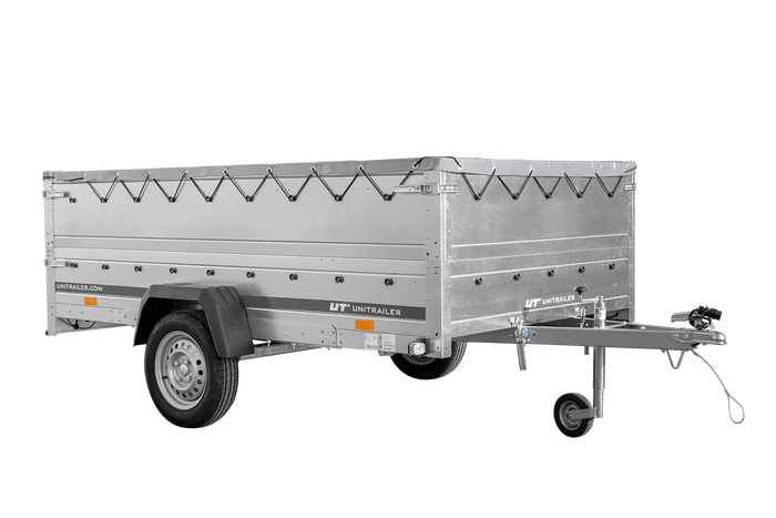 Autotrailer 264x150 UNITRAILER GARDEN 265 KIPP met opzetborden, H-0 frame en grijze huif