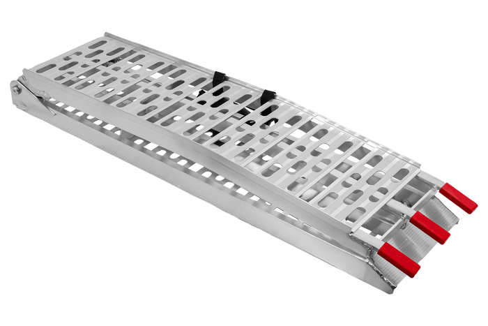 UNITRAILER ALR003 opklapbare aluminium oprijplaat voor aanhanger 221 cm 340 kg met riem en steun