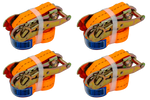 Set van vier UNITRAILER 4m/25mm/1t oranje transportbanden met spaninrichting