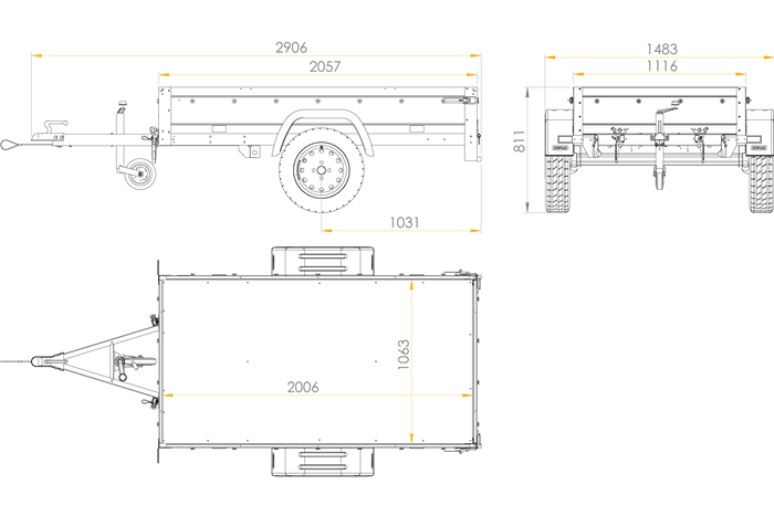 Lichte aanhanger 200x106 UNITRAILER GARDEN 200 KIPP met BIS-zijwanden