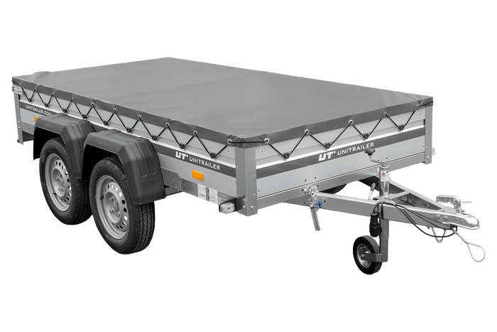 Tweeassige aanhanger met aluminium zijwanden 264x125 Unitrailer Garden 264/2 KIPP ALU met H-0 frame en grijze afdekking