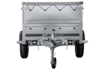 Enkelassige aanhanger 200x106 UNITRAILER GARDEN 200 KIPP met BIS-zijwanden, H-0 frame en grijze afdekking