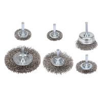 Set van zes YATO YT-47593 roestvrijstalen borstels met schacht voor boormachine