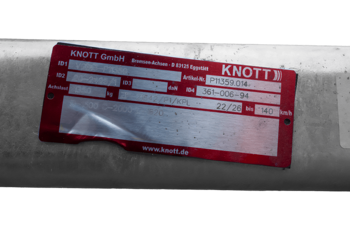 KNOTT P11359.014 VGB13 geremde as voor boottrailer 1350 kg 1500 mm 2000 mm 5x112