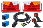 Verlichtingsset: FRISTOM FT-170 LED-achterlichten + FRISTOM FT-009 LED-zijmarkeringslichten + MANTES 5,2 m 13-pins kabelboom