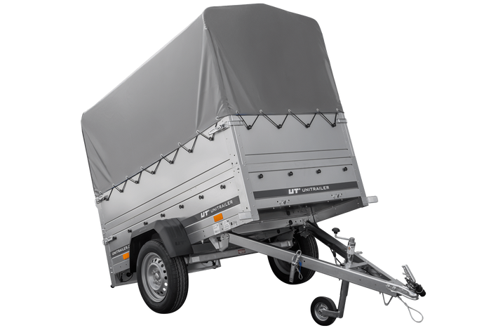 Lichte aanhanger 200x106 UNITRAILER GARDEN 200 KIPP met BIS-zijwanden, H-800 frame en grijze afdekking