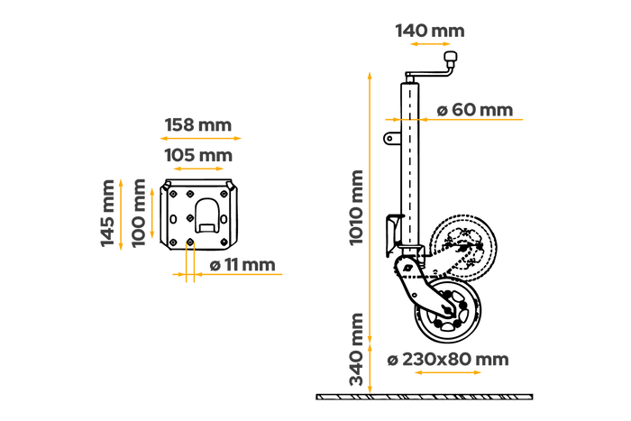 AL-KO 1223638 automatisch neuswiel met handgreep 500 kg 60 mm 1010-1350 mm