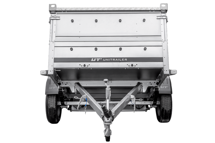 Lichte aanhangwagen op veren 200x125 UNITRAILER GARDEN 201/R KIPP met BIS zijwanden en aluminium deksel