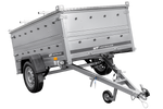 Lichte aanhangwagen op veren 200x125 UNITRAILER GARDEN 201/R KIPP met BIS zijwanden en aluminium deksel