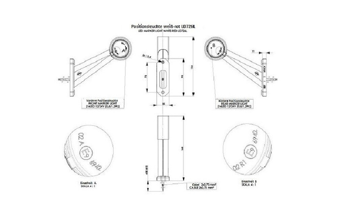 HORPOL LD 726/L LED linker markeringslamp op een rubberen arm