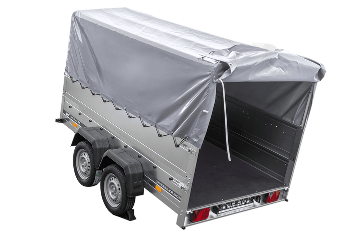 Lichte aanhanger 264x150 UNITRAILER GARDEN 265/2 KIPP met BIS-zijwanden, H-800 frame en grijze afdekking