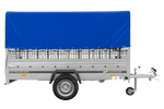 Lichte aanhangwagen 264x125 UNITRAILER GARDEN 264 KIPP met gaaswanden, H-800 frame en blauwe kap