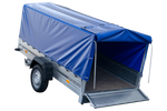 Lichte aanhangwagen 264x125 UNITRAILER GARDEN 264 KIPP met H-800 frame en blauwe afdekking