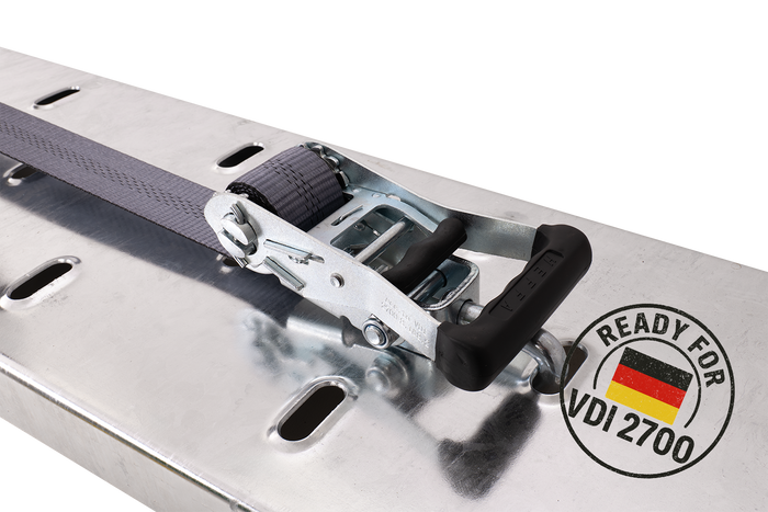 Set van vier HEFFA CARLINE 130 spanbanden voor sleepwagens wielbevestigingsbanden 2,8m/50mm/5t VDI 2700