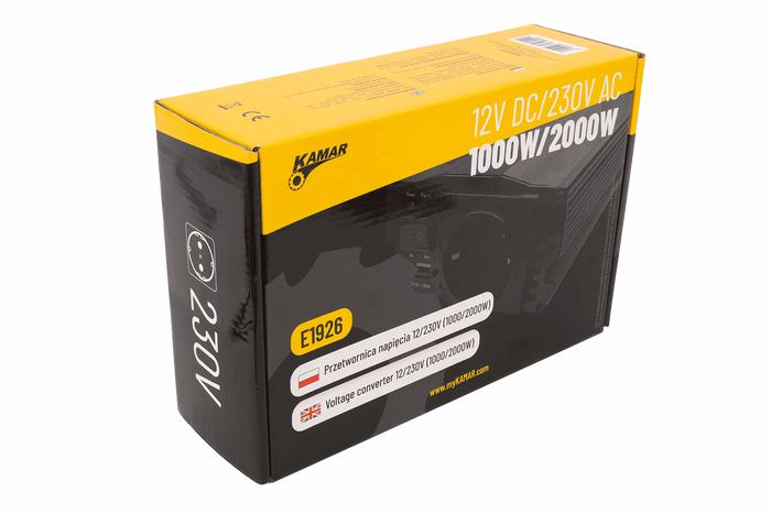 Spanningsomvormer 12V/230V (1000/2000W) KAMAR E1926