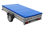 Autoaanhanger met aluminium zijwanden 264x150 Unitrailer Garden 265 KIPP ALU met H-0 frame en blauwe afdekking