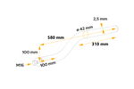 Gebogen buis voor montage van het spatbord DOMAR DK8024, beugeldiameter 42 mm, lengte 580 mm