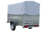 Autoaanhanger 230x125 UNITRAILER GARDEN 230 KIPP met BIS-zijwanden, H-800 frame en grijze afdekking