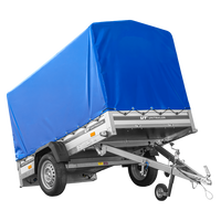 Autoaanhanger met aluminium zijwanden 230x125 Unitrailer Garden 230 KIPP ALU met H1100 frame en blauwe afdekking