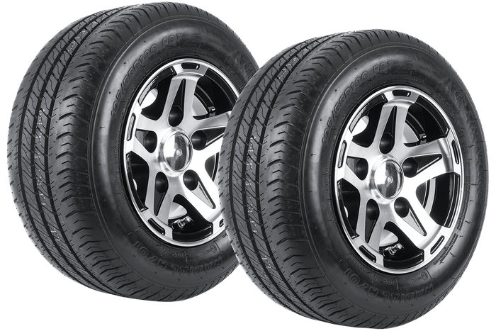 Set van twee versterkte wielen voor een aanhanger LINGLONG BAND 195/55 R10C 98/96N UNITRAILER ALU VELG 6Jx10" 5x112 ET -4