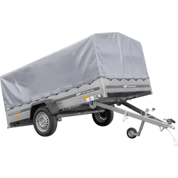 Enkelassige aanhanger op veren 264x150 UNITRAILER GARDEN 265/R KIPP met H-800 frame en grijze afdekking