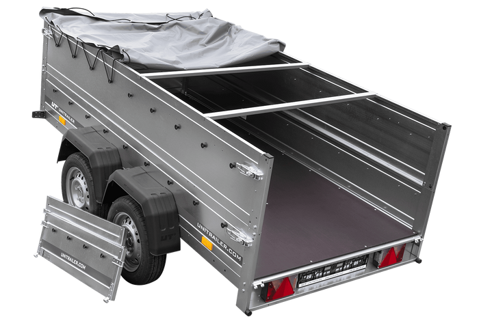 Twee-assige aanhanger 264x125 UNITRAILER GARDEN 264/2 KIPP met BIS zijwanden, H-0 frame en grijze kap